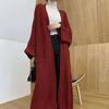 Весенне-осенний женский свободный длинный свитер, пальто с длинным рукавом, однотонный