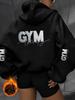 Фитнес-стиль GYM THERAPY Рукава сзади текстура глиттера напечатанная с капюшоном свободный плечо спущенное