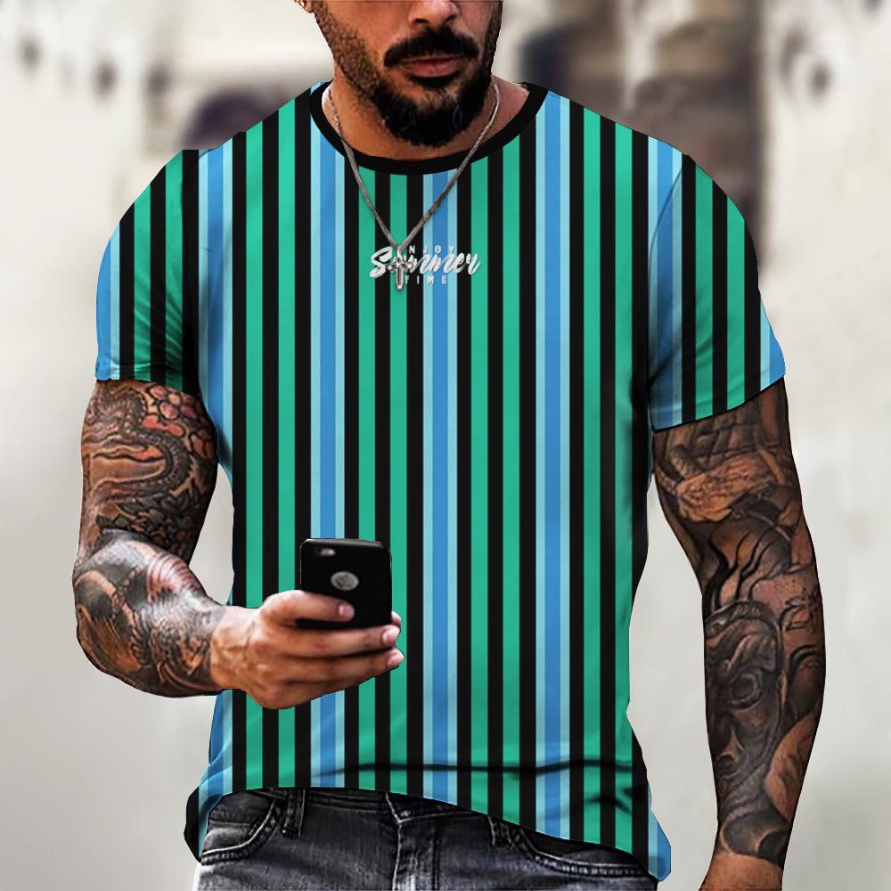 Мужская футболка, летняя простая качественная мужская футболка, повседневные повседневные спортивные футболки, одежда в полоску, свободные свободные размеры с коротким рукавом