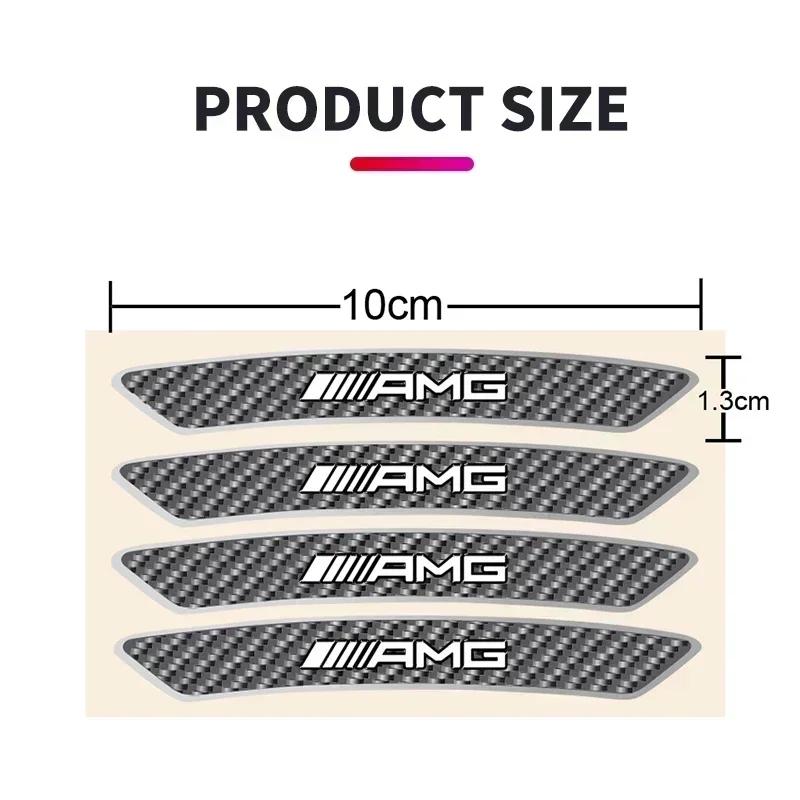 4Pcs Car Wheel Rim Sticker Hub Decoration Carbon Fibre Decals For Mercedes benz AMG C E S GLE CLC Class W205 124 W221 W213 W212 p4