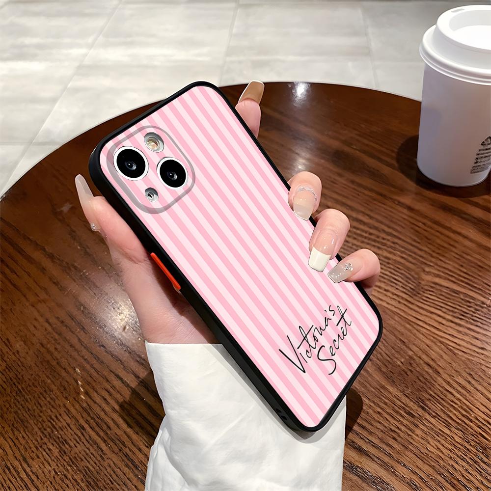 MINISO VVictorias Pink Secret Чехол для телефона для iPhone 17 16 15 14 Max 13 12mini 11 Матовая полупрозрачная задняя крышка