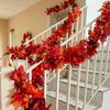 Fall Leaves Garland 4Pcs/set Faux Maple Leaves Rattan Thanksgiving Rattan Maple Leaves Garland Seasonal Harvest Decoration