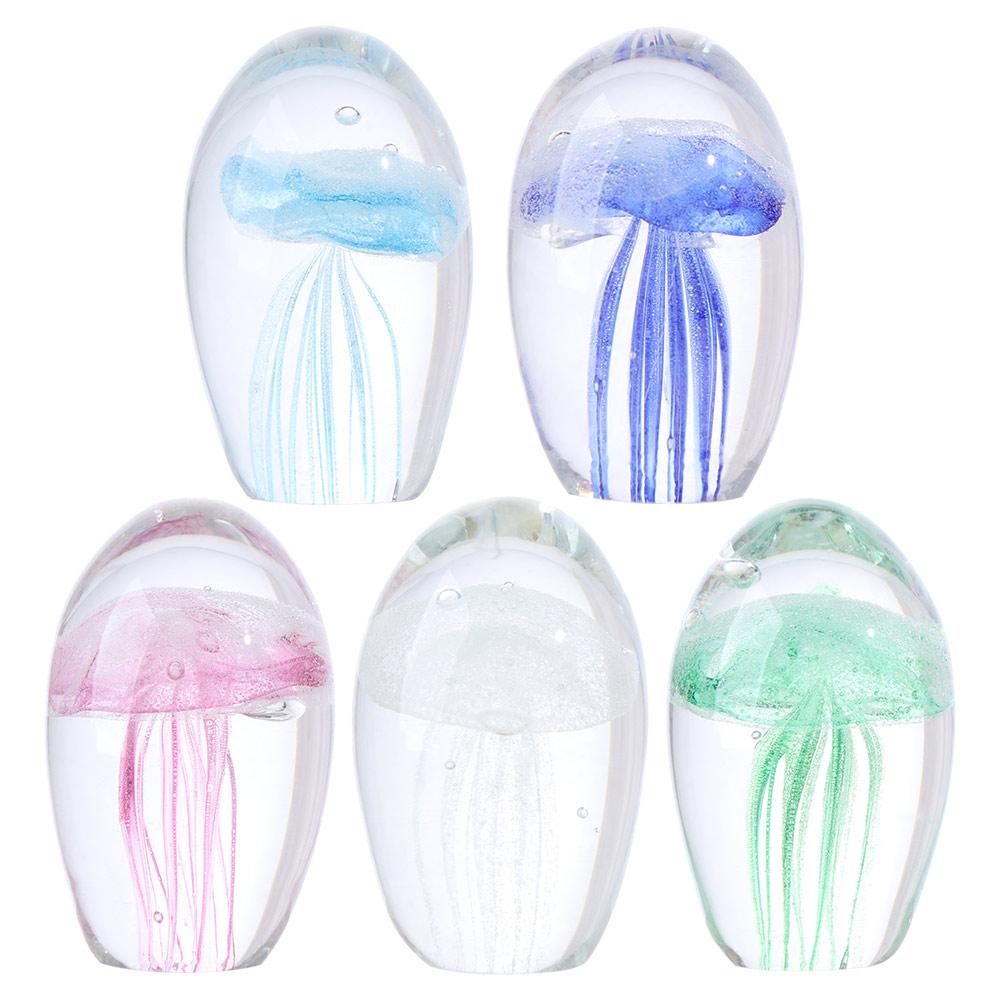 Mini Crystal Jellyfish Figurines Glass Craft Desktop Jellyfish Ornament  Table Decoration