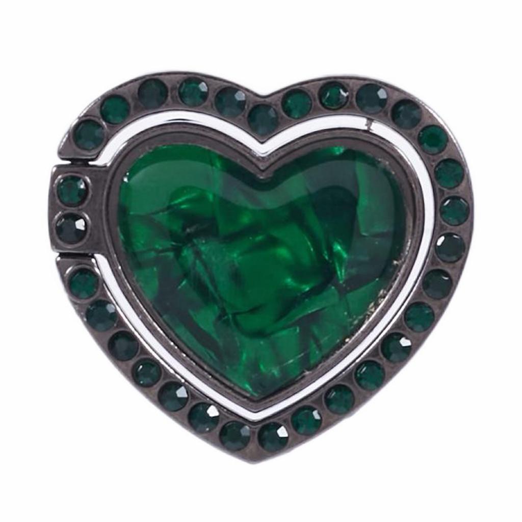 Heart Shaped Phone Kickstand Rhinestone Decor Metal Phone Finger Ring Grip
