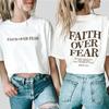 Faith Over Fear Christian T-Shirt Christian Shirts Jesus Tee Trendy Bible Verse Aesthetic Clothes Unisex Short Sleeves Tops