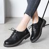 Women Oxford Autumn Winter British Style Student Girl Leather Black Office Business Shoes