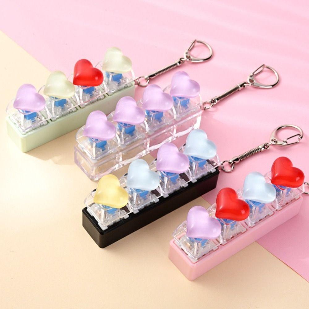4 Keys Clickable Button Fidget Toy Decompression Fidget Keychain Bag Charm