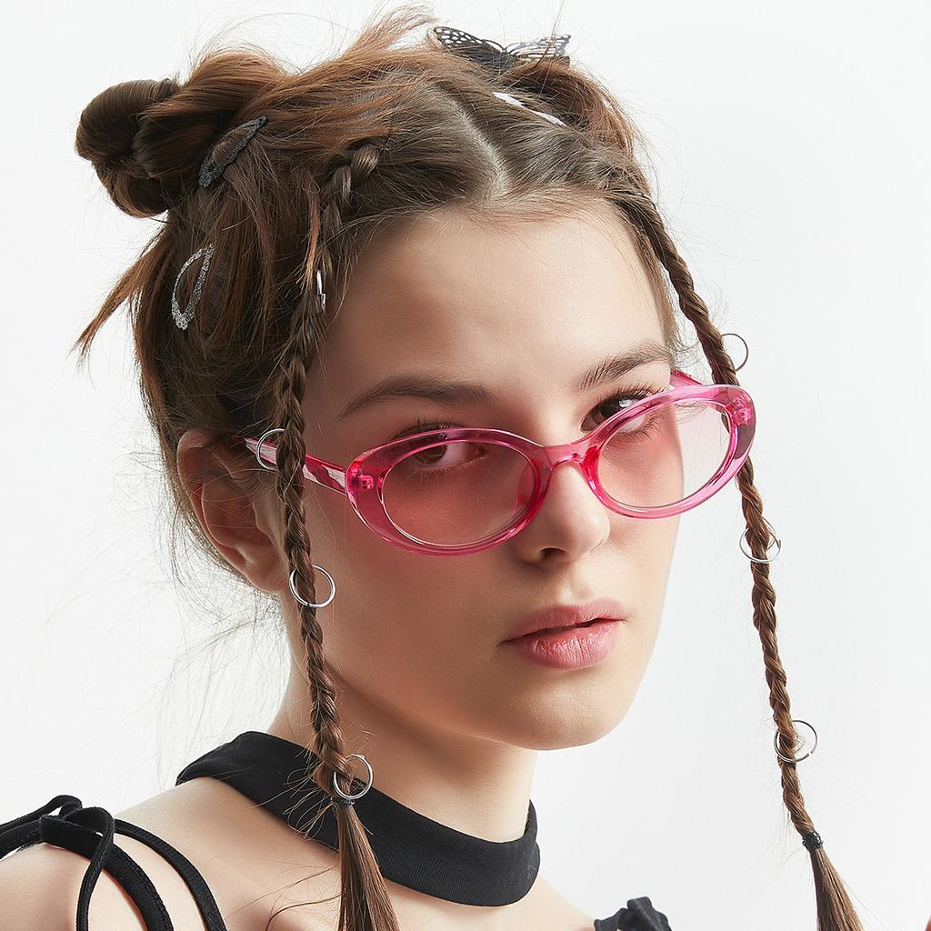 81381 Солнцезащитные очки конфетного цвета с маленькой оправой для женщин, популярные цветные линзы, ретро очки, защита от УФ-лучей