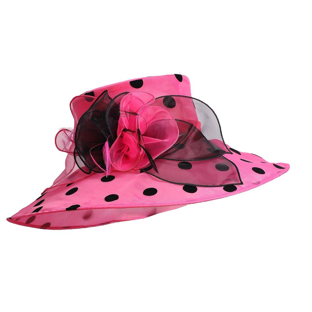 Women Church Hats Wide Brim Sun Derby Hat Organza Fascinators Kentucky Hats for Women Tea Party Wedding Hat