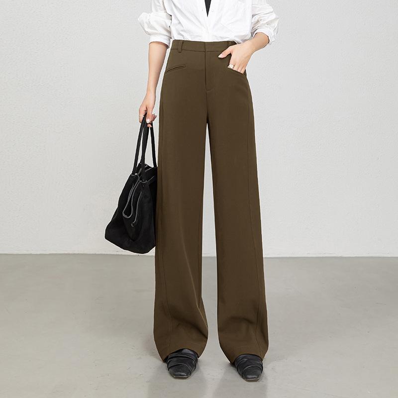 1116 autumn casual pants mopping wide-leg pants commuting fashion casual high-waisted yuppie pants versatile suit wool tencel
