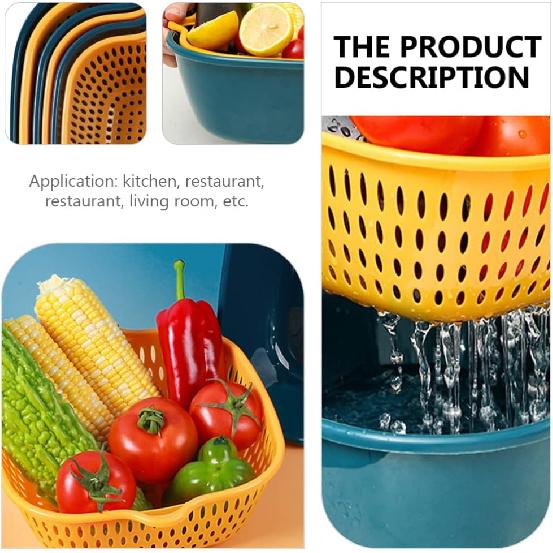 LIFKOME 6 Pieces Drain Colander Set Detachable Multi-layer Plastic Kitchen Food Strainer Fruits Vegetable Washing Baskets Drain Bowls for Cleaning