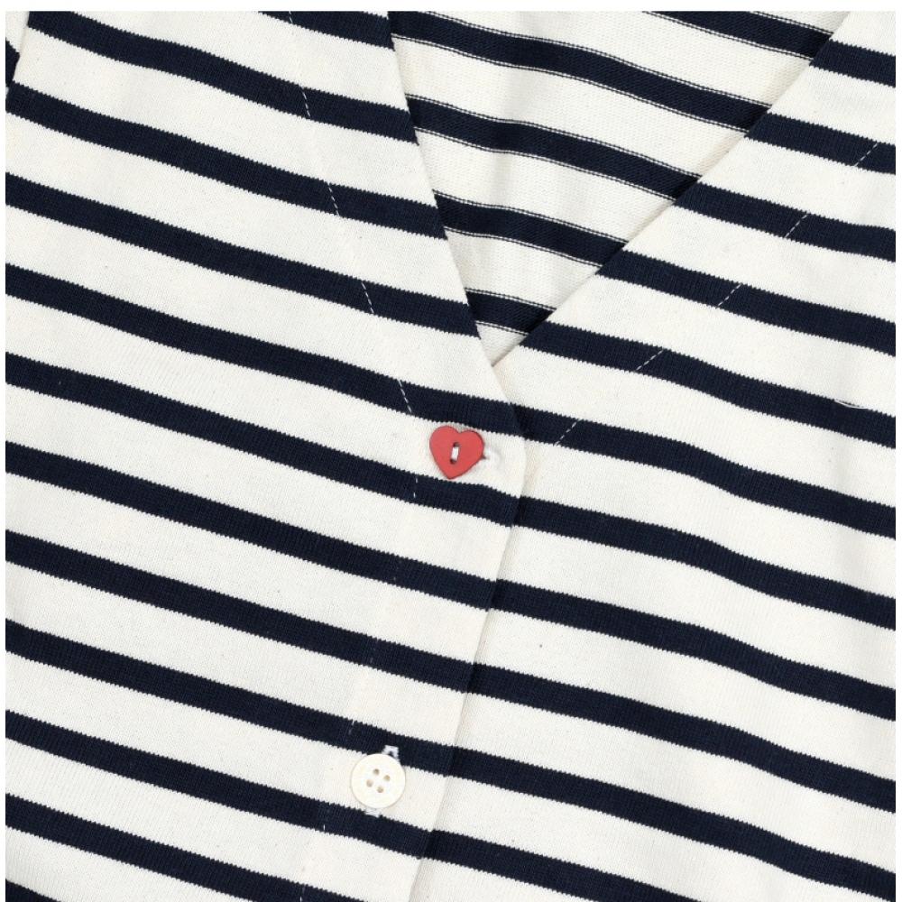 Кардиган женский Saint JameS с V-образным вырезом Mercardi Stripe 3430 Экрю Морской Тюльпан