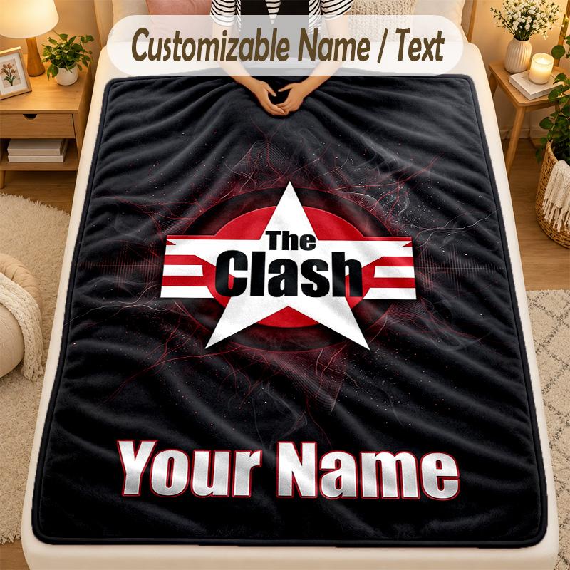 Flannel BlanketThe Clash Custom Name Text Personalized Soft Warm Throw Blanket Home Decor Gift