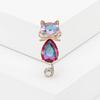 Cute Bowknot Cat Shape Brooch Shining Faux Crystal Inlaid Pin Suit Lapel Badge Jewelry Gift Coat Accessories