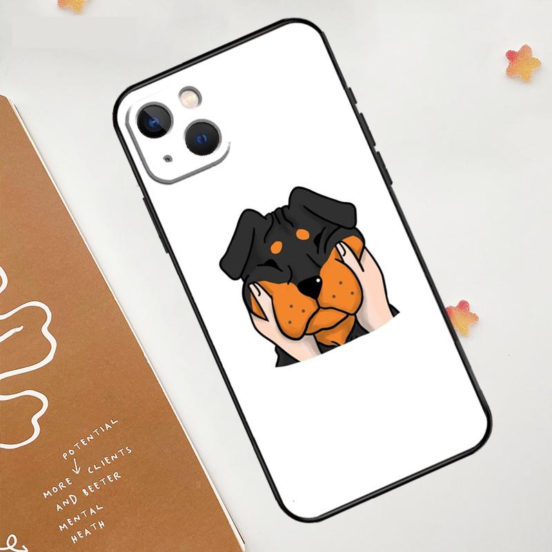 Cartoon Rottweiler Dog Case For Apple iPhone 15 16 14 13 12 11 Pro Max Mini XR 15 16 Plus 16e Protective Cover