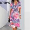 Модные женские платья с принтом розовых цветов 3D, одежда с коротким рукавом, элегантное свободное платье, летний женский сарафан, платья для отпуска 2025