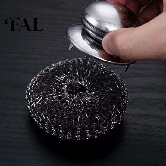 Heavy Duty Scrubber for Kitchen Stainless Steel Scrubber, with Ergonomic Handle, Portable Dishwashing Flexible Cleaning Brush, Pots Pans Grills