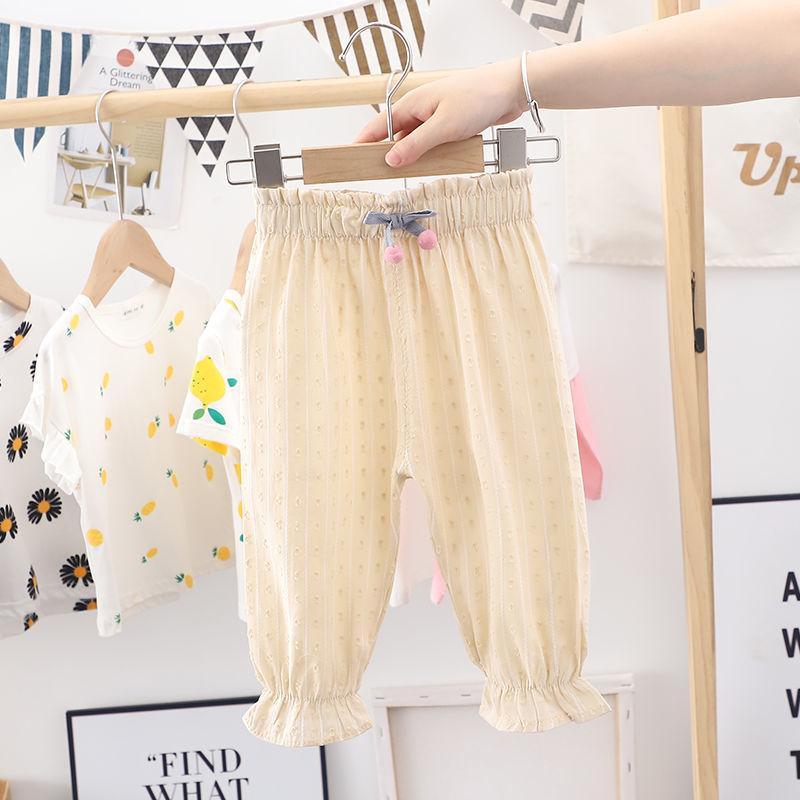 Новые летние брюки для девочек, брюки-фонарики, свободные детские брюки с защитой от комаров, тонкий дизайн для девочек