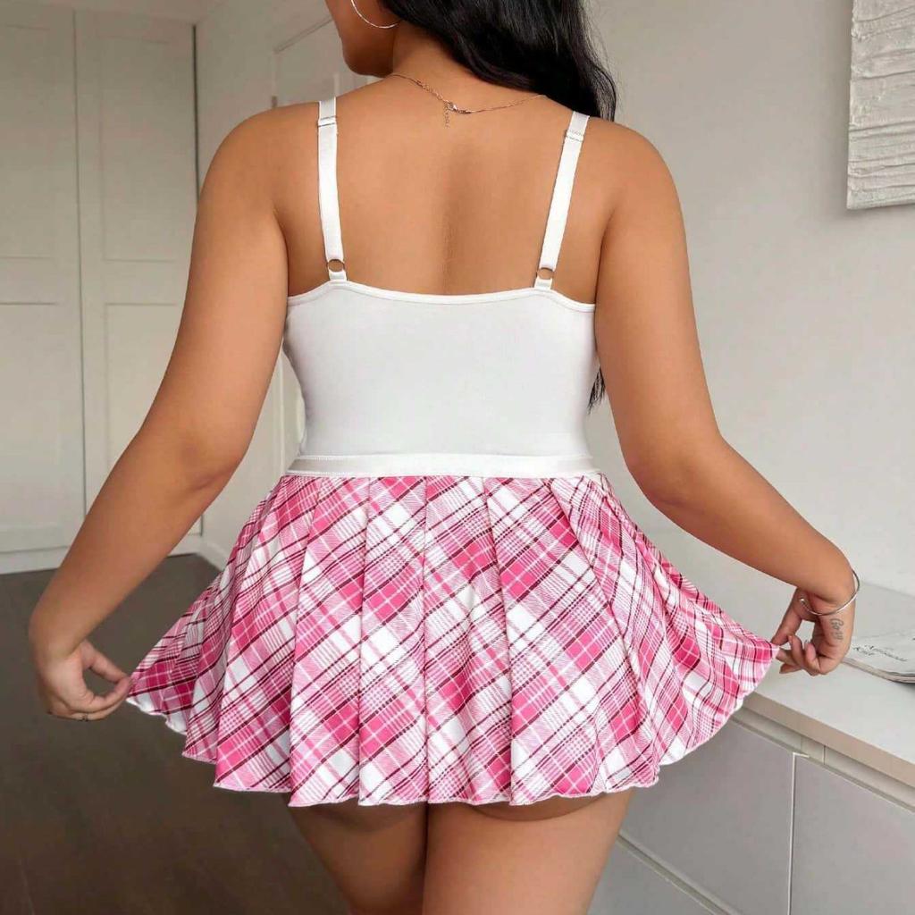 New European and American erotic underwear plaid short skirt large size sexy uniform cosplay girl erotic suit