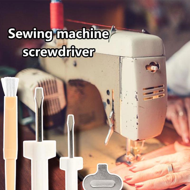 4Pc/Set Needle Plate Driver Sewing Screwdriver Cleaning Brush Sewing Repair Tool