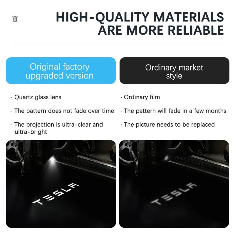 bfxhr7 Led Car Door Ghost Light Emblem Logo Laser Projector Welcome Lamps For Tesla Model 3 Model Y Model X Model S