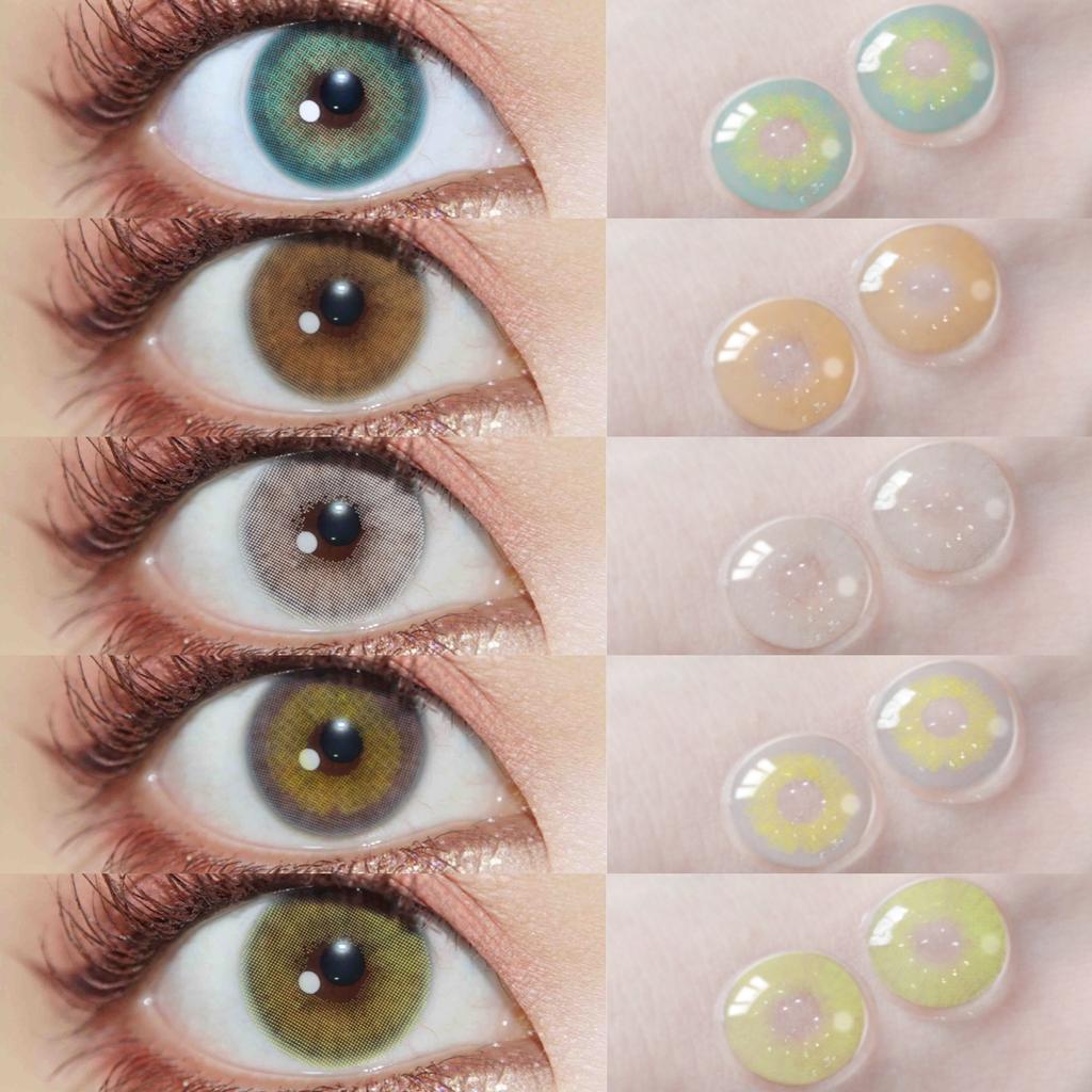 Eyeshare 1 Pair Green Contact Lenses for Eyes Beauty Pupils Lenses Eye 14.2mm Yearly Use Fashion Blue Colored Contacts Lenses Green