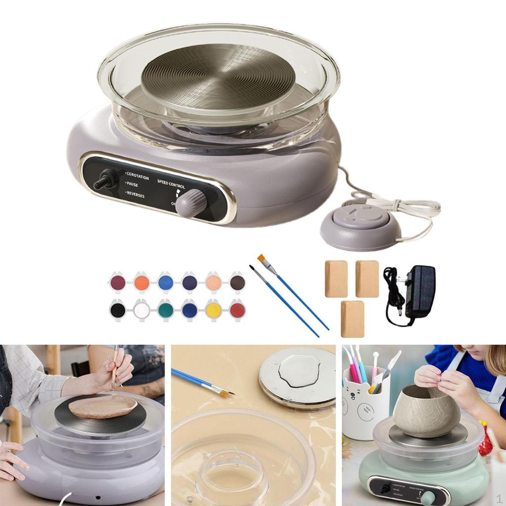 Мини гончарный круг в комплекте Керамическая машина для изготовления керамики с лепестком для ног Съемная чаша Электрическая глина