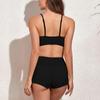 Женские купальники, однотонный бикини-топ на шнурке с шортами для мальчиков, купальный костюм, комплект из 2 предметов, купальные костюмы