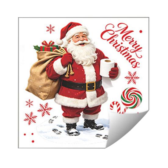 Christmas Gift for Bathroom Toilet Stickers, Funny Santa Claus Waterproof Lid Tank Seat Decals Festive Ceramic Glaze Safe Decals Cistern Self-Adhesive