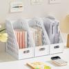 Large Capacity Bookend Stand Hollowed-out File Document Organizer Rack for Home Office