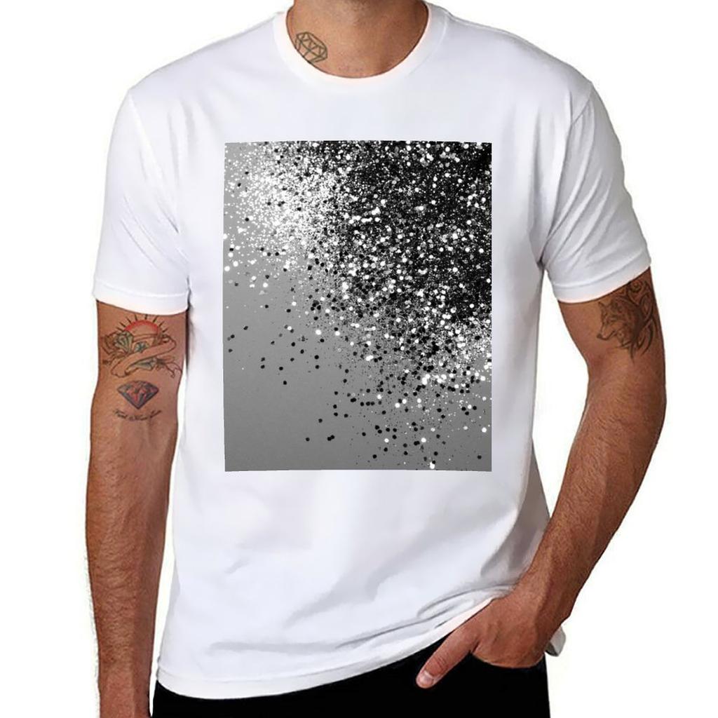 Silver Gray Lady Glam 1 (Photo Of Glitter Only Not Reflective) Tshirt All Match Print Short Sleeve Top