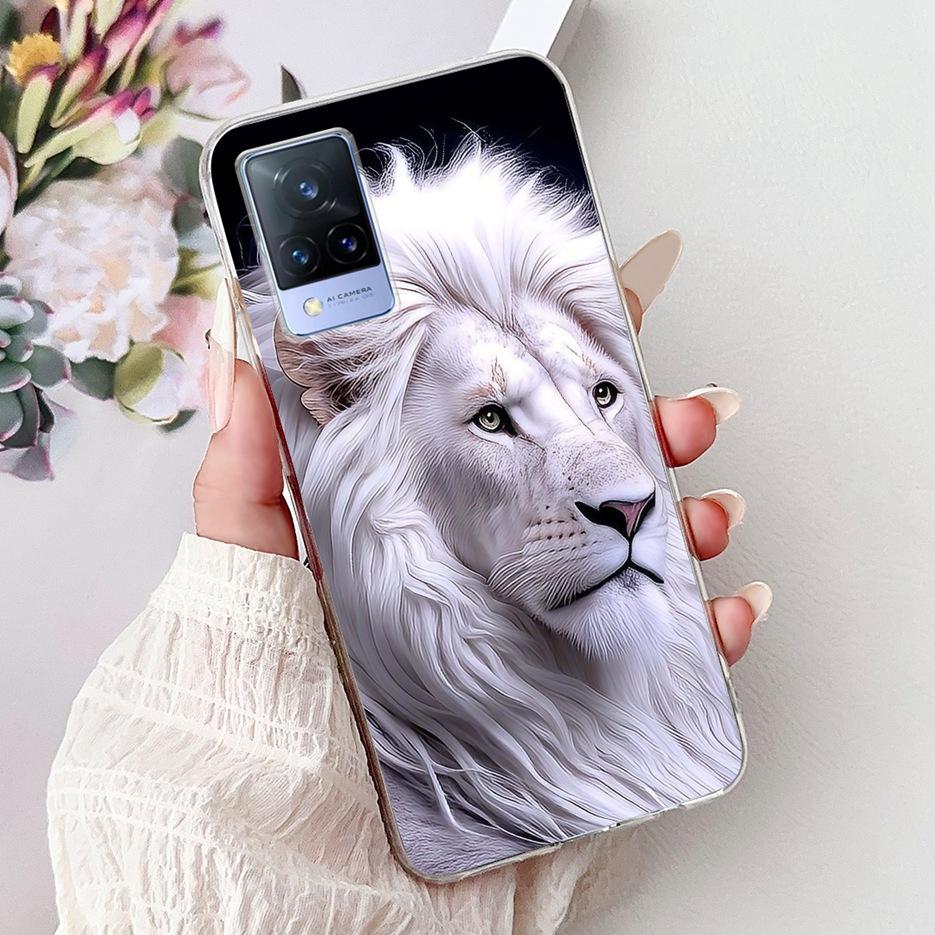 Чехол для Vivo V21e V2061 Милый Кот Лев Расписной Чехол Мягкий Силиконовый Чехол для Телефона Для Vivo V21 V2066 V2108 V 21 VivoV21 E 4G Fundas