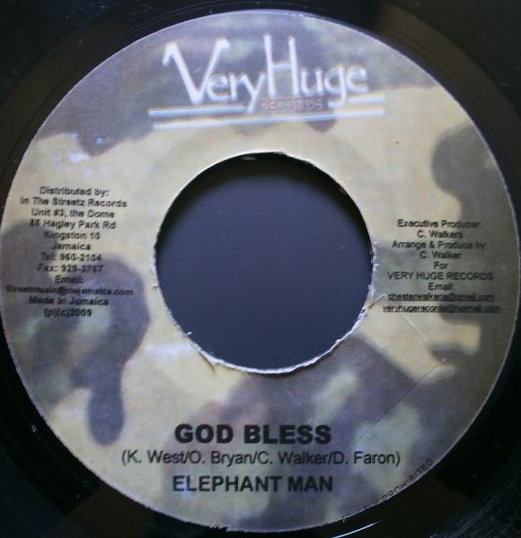 Пластинка 7 дюймов ELEPHANT MAN God Bless NONE Очень Большая Пластинка 2009 Ямайка Регги Ска Даб Б/у