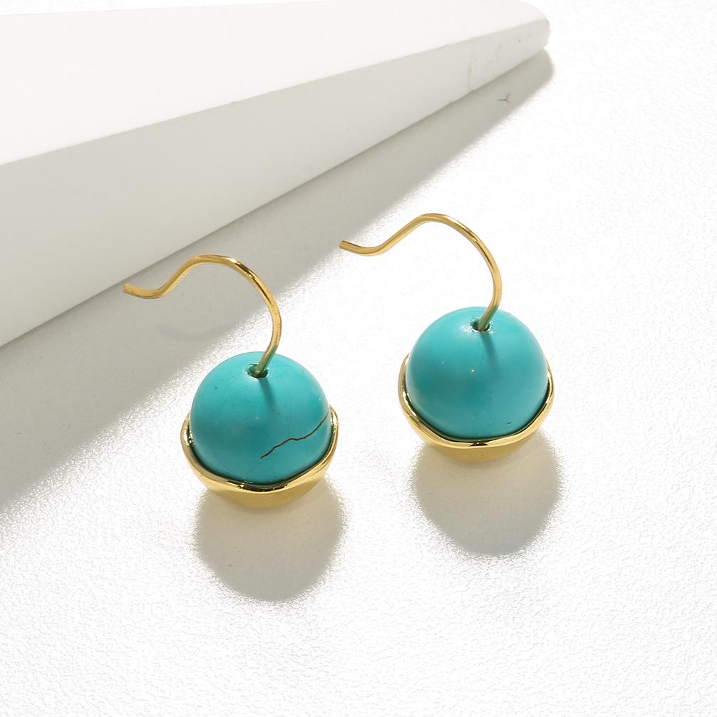 Серьги из натурального нефрита и бирюзы, антикварные серьги для женщин, нишевая модель, высококачественное серебряное покрытие 925 пробы, 18-каратное ушное кольцо