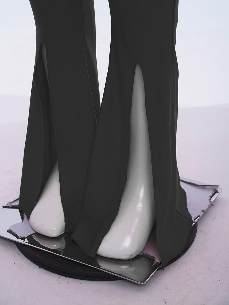 Костюм для джазового танца для девочек, комбинезон с длинными рукавами и вырезом на спине из прозрачной сетки, расширяющийся книзу, с пайетками