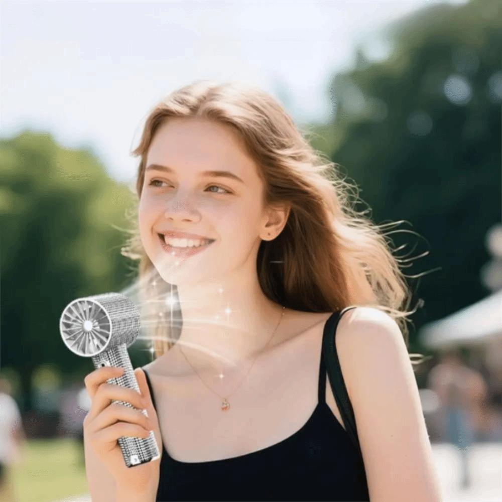 LED Powered Mini Portable Fan Small Size USB Rechargeable Mini Fan Display Use