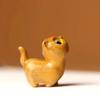 Green Sandalwood Woodcarving Curiosity Cat Animal Creativity Cute Wooden Cat Toys Birthday Gift