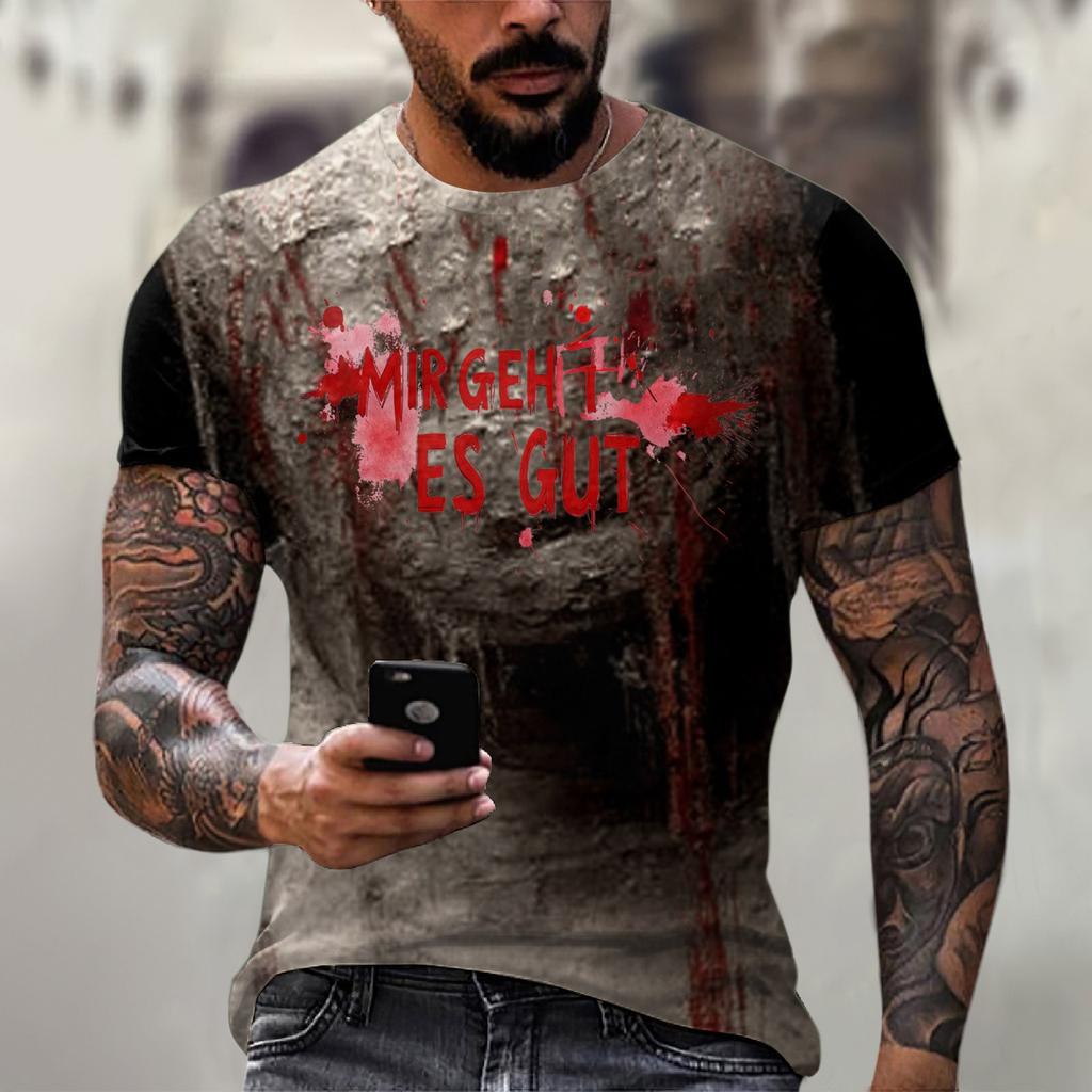 Мужская футболка с круглым вырезом и короткими рукавами с принтом на Хэллоуин, похожая на хлопок