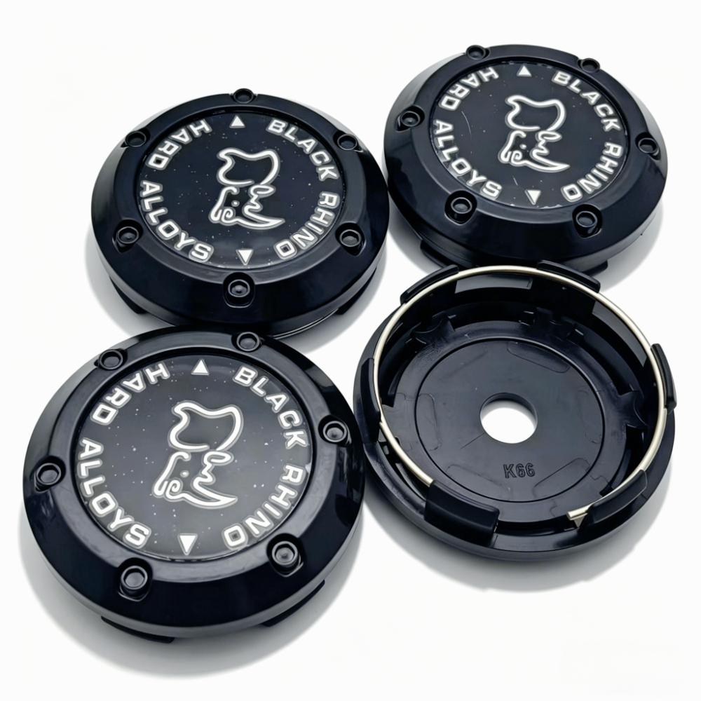 4pcs Black Rhino Logo Emblem Car Wheel Center Caps 66MM Clips 62MM Wheels Hub Cap Rim Hubcaps Dust Cover Replace Car Accessories