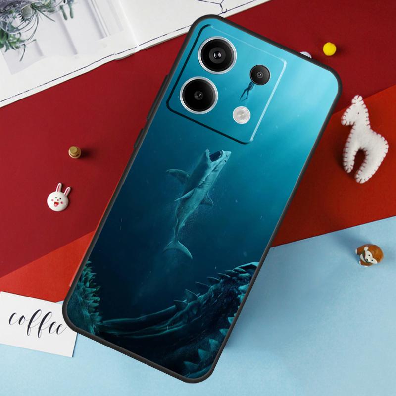Чехол с акулой и морскими рыбами для Xiaomi Redmi Note 14 Pro 13 12 11 10 15 Pro Plus Redmi 14C 15C 10C 12C 13C 15