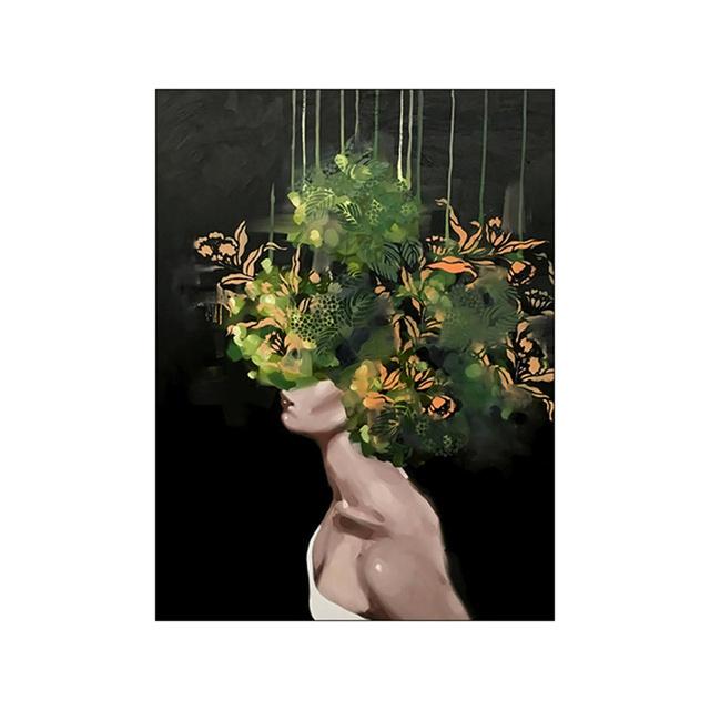 Абстрактная женская голова с цветами, холст, живопись, современные постеры и принты, настенная художественная картина для гостиной, домашний декор