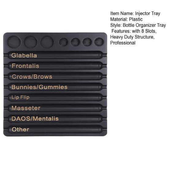 Эстетическая tray-органайзер для инъекций с 8 слотами и 7 ячейками, профессиональный, для косметологов, медсестер, держатель для флаконов с этикетками, органайзер для хранения инъекторов