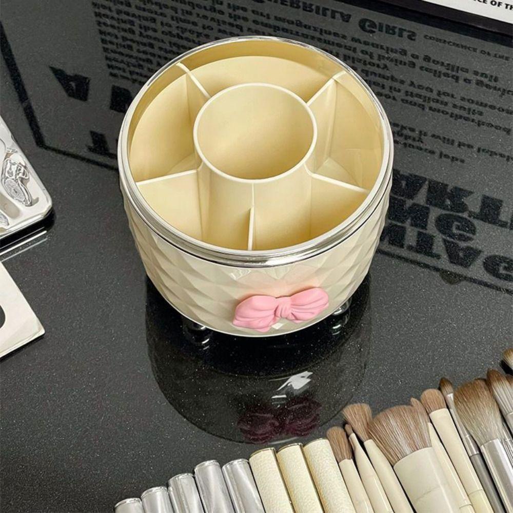Вращающийся на 360° органайзер для косметических инструментов с крышкой, вращающееся хранилище для кистей, туалетный столик, ванная комната