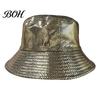 Checkered Glitter Hat Shiny Fabric Bucket Hat, Rainproof Reflective Party Colorful Fish Scale Water-repellent Pattern Sun Protection Fisherman
