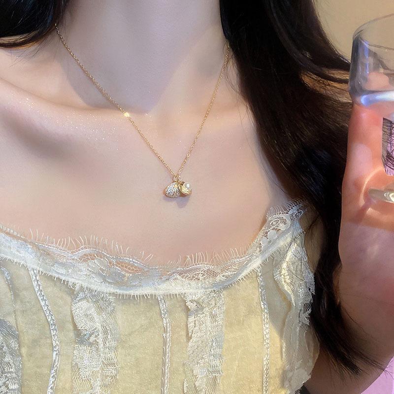 Роскошное ожерелье из жемчуга ракушки: Женская универсальная ключичная цепочка-подвеска