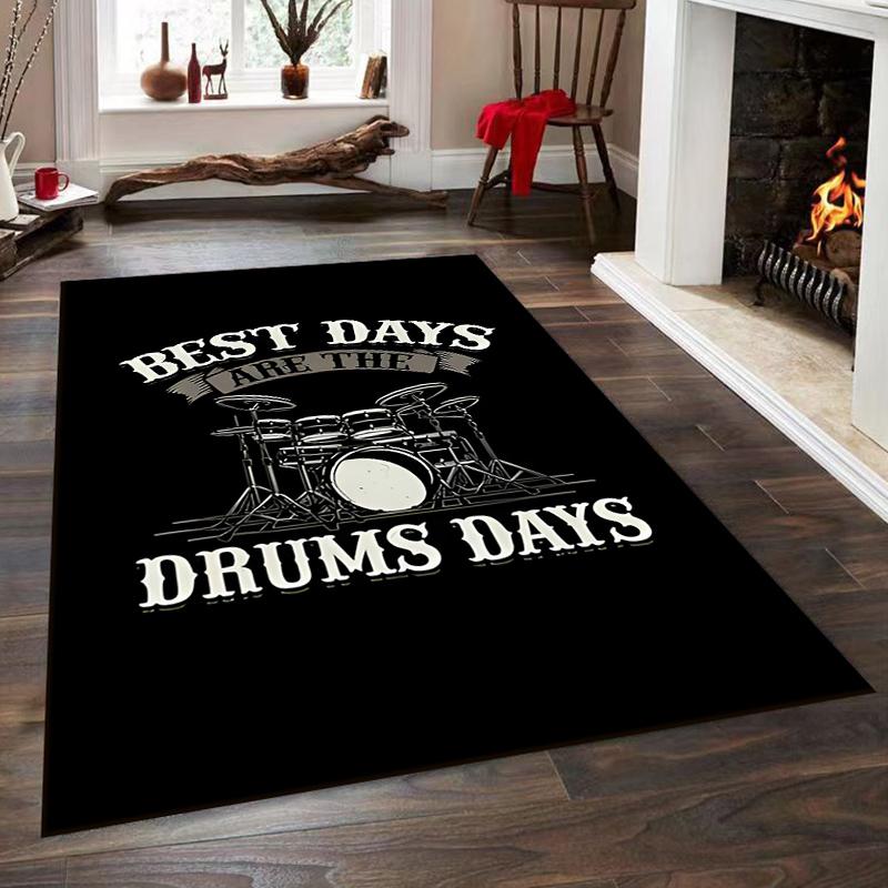 "Best Days Are Drum Days Design" Non-slip rug suitable for living room and bedroom sofas