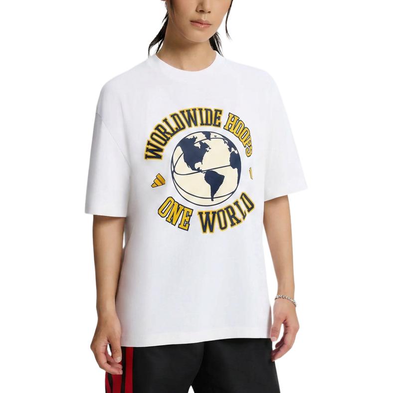 adidas Worldwide Hoops Global Свободная Вязаная Футболка с Круглым Вырезом Баскетбольная Спортивная С Коротким Рукавом Унисекс Топы KX5732