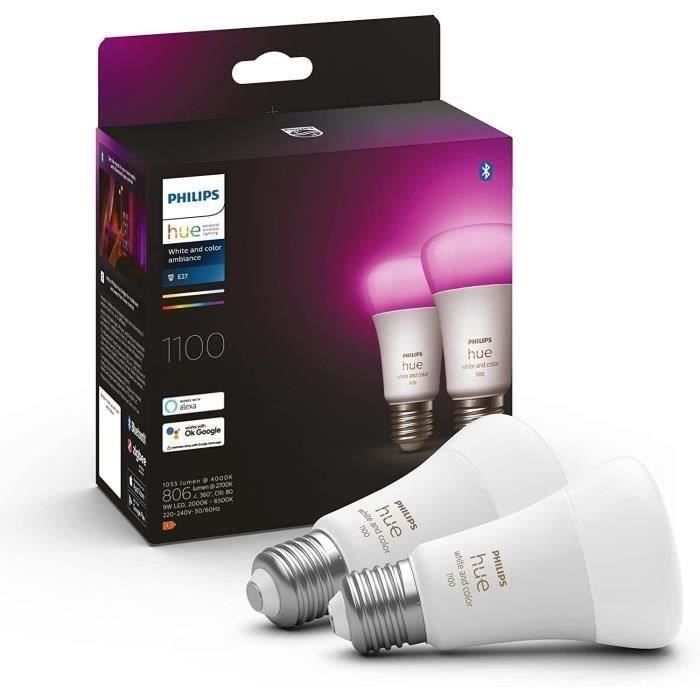 Умные лампочки Philips Hue, набор из 2 лампочек White & Цветная атмосфера стандарт E27 75 Вт