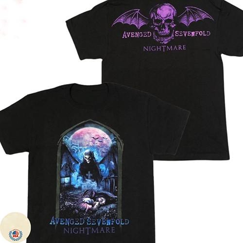 Футболка Avenged Sevenfold Nightmare Tour 2010 Винтажная Метал-группа Череп Черная Унисекс Футболка