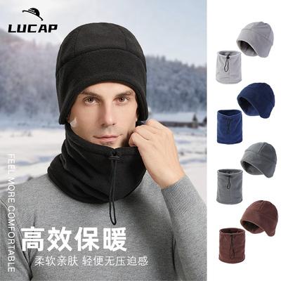 Зимняя бархатная шапка, шарф, ветрозащитный комплект из двух предметов, осенне-зимний, подчеркивает лицо, маленькая шапка, большой обхват головы мужской